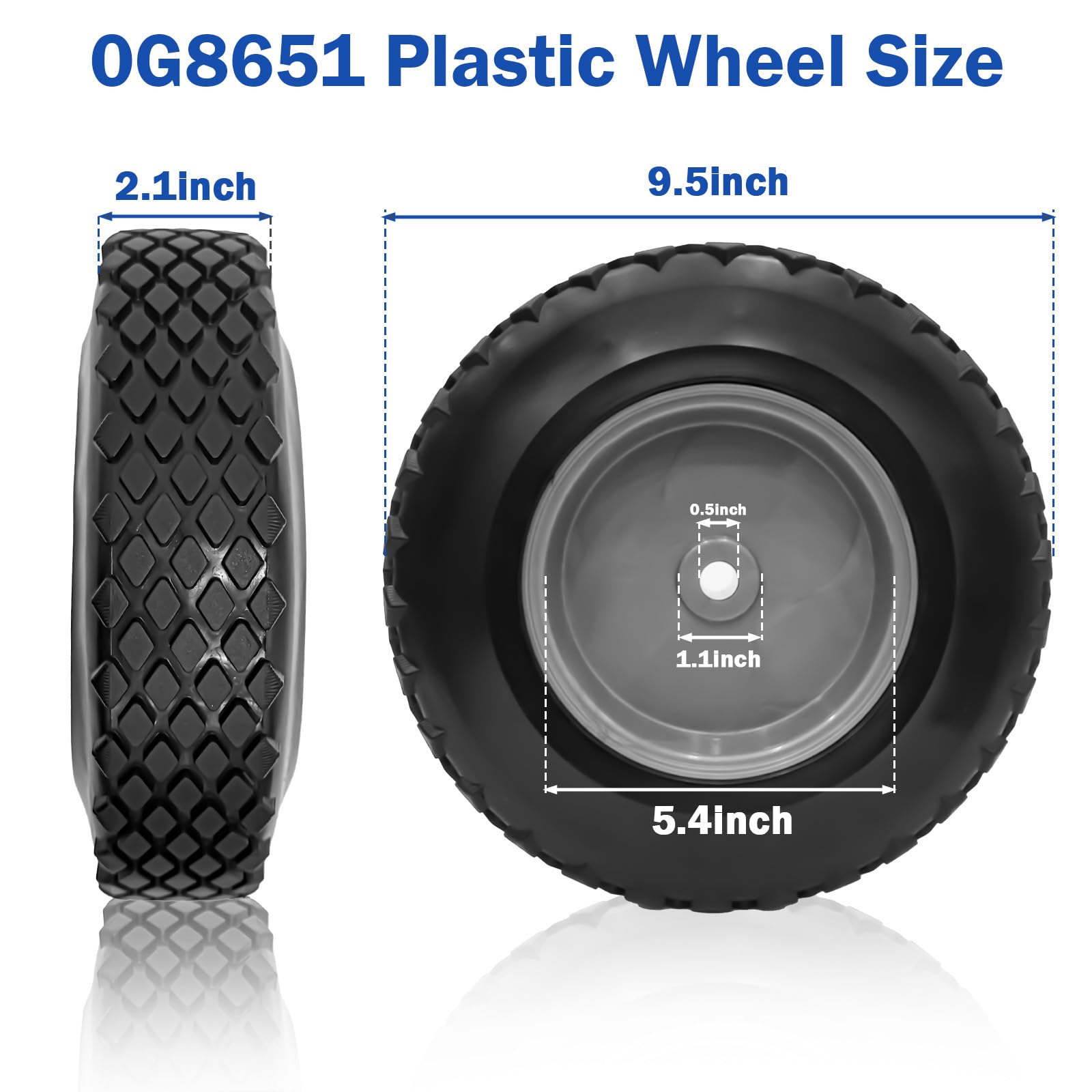 SuperDi 0G8651 side profile highlighting 9.5-inch diameter for stable rolling