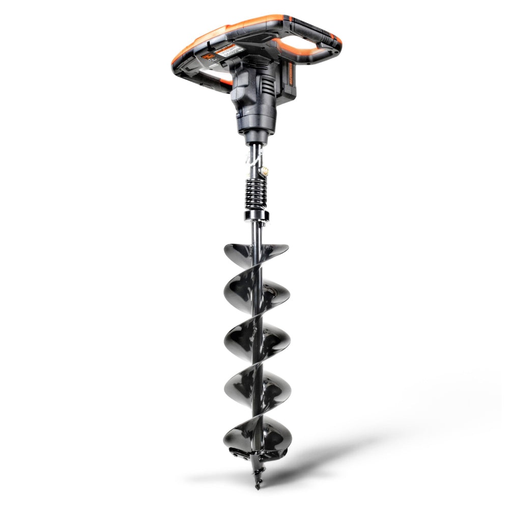 SuperHandy kit front view showing power head, steel bit and accessories for easy setup