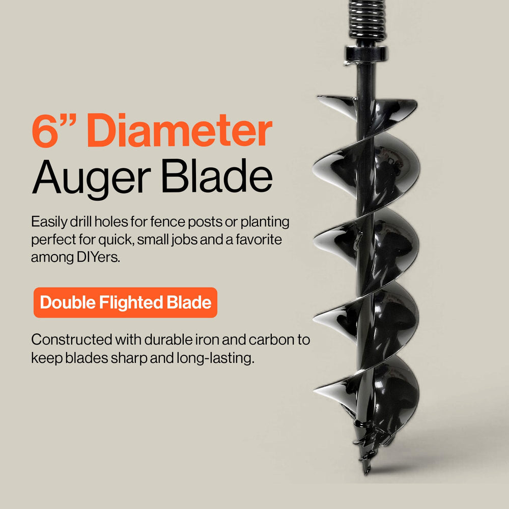 SuperHandy auger next to measuring tape showing 22 lb kit weight for scale