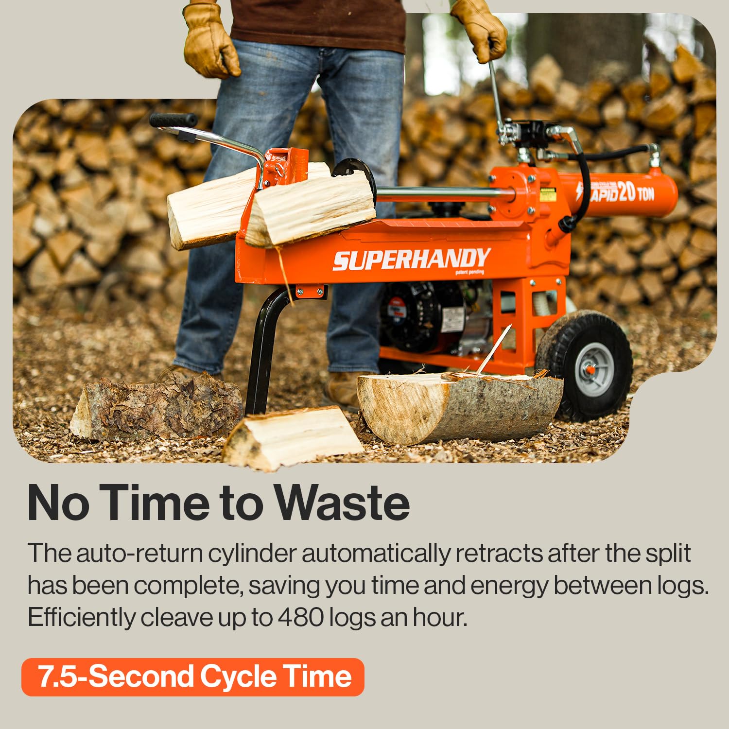 SuperHandy 10-inch transport wheels and handle for easy maneuvering across rough ground