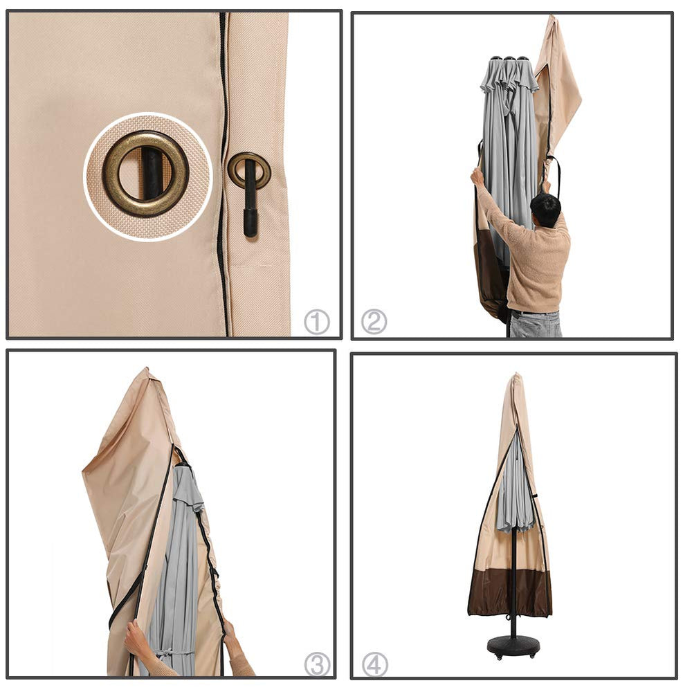 SUPERJARE cover on closed umbrella with person for size and fit clarity