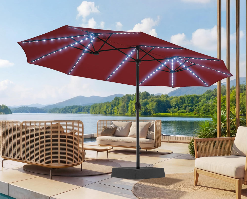 SUPERJARE full 15ft umbrella set up on patio providing wide shade and comfort