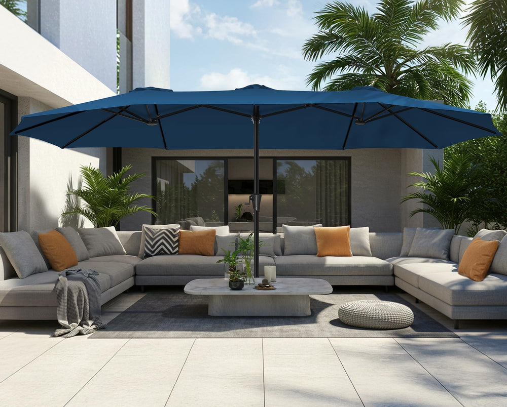 SUPERJARE installed over patio table providing family dining shade