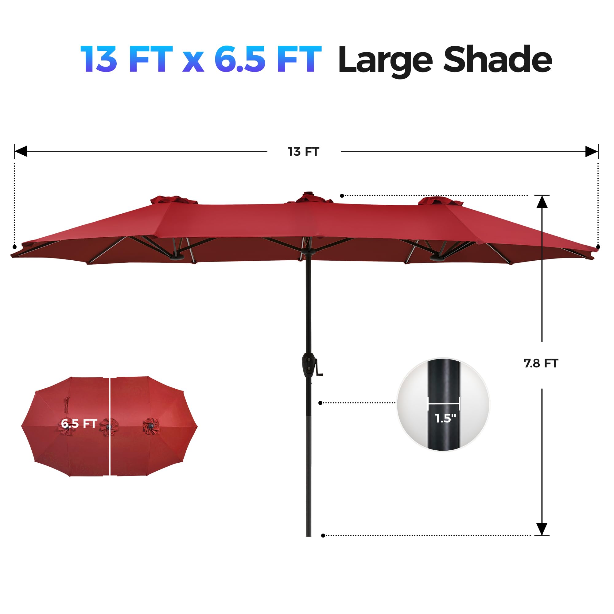 SUPERJARE beside table and chairs showing true 13ft size for scale