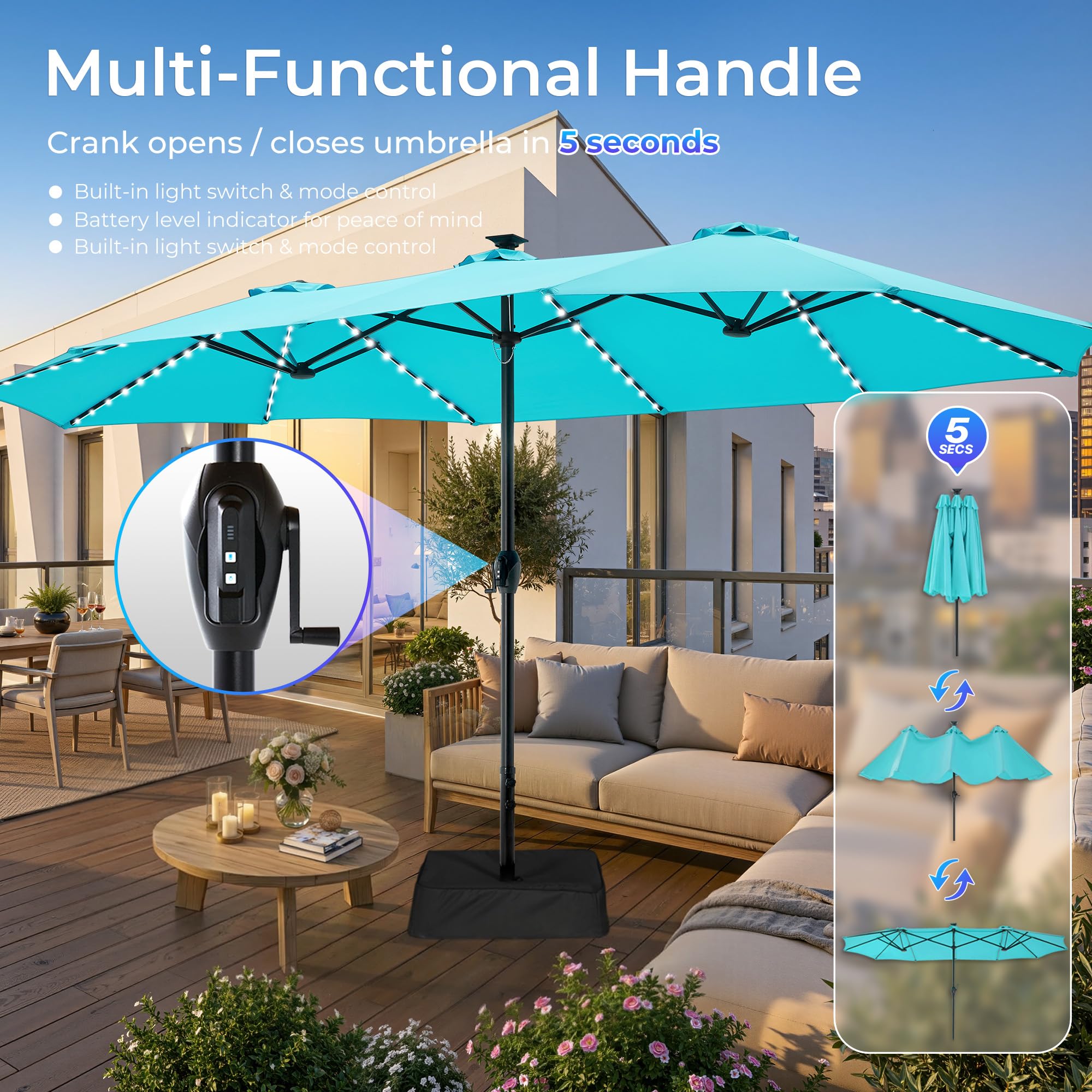SUPERJARE umbrella shading outdoor dining set for comfortable meals