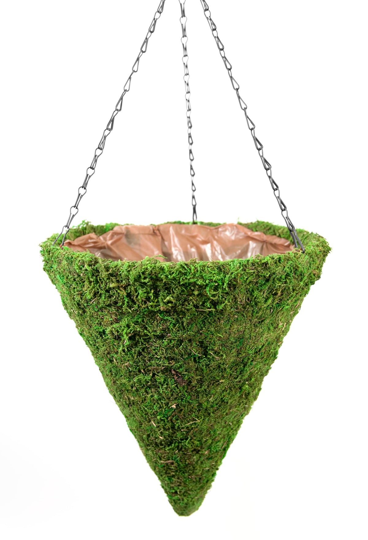 SuperMoss front view of moss cone showing weave and vibrant green benefit of natural texture
