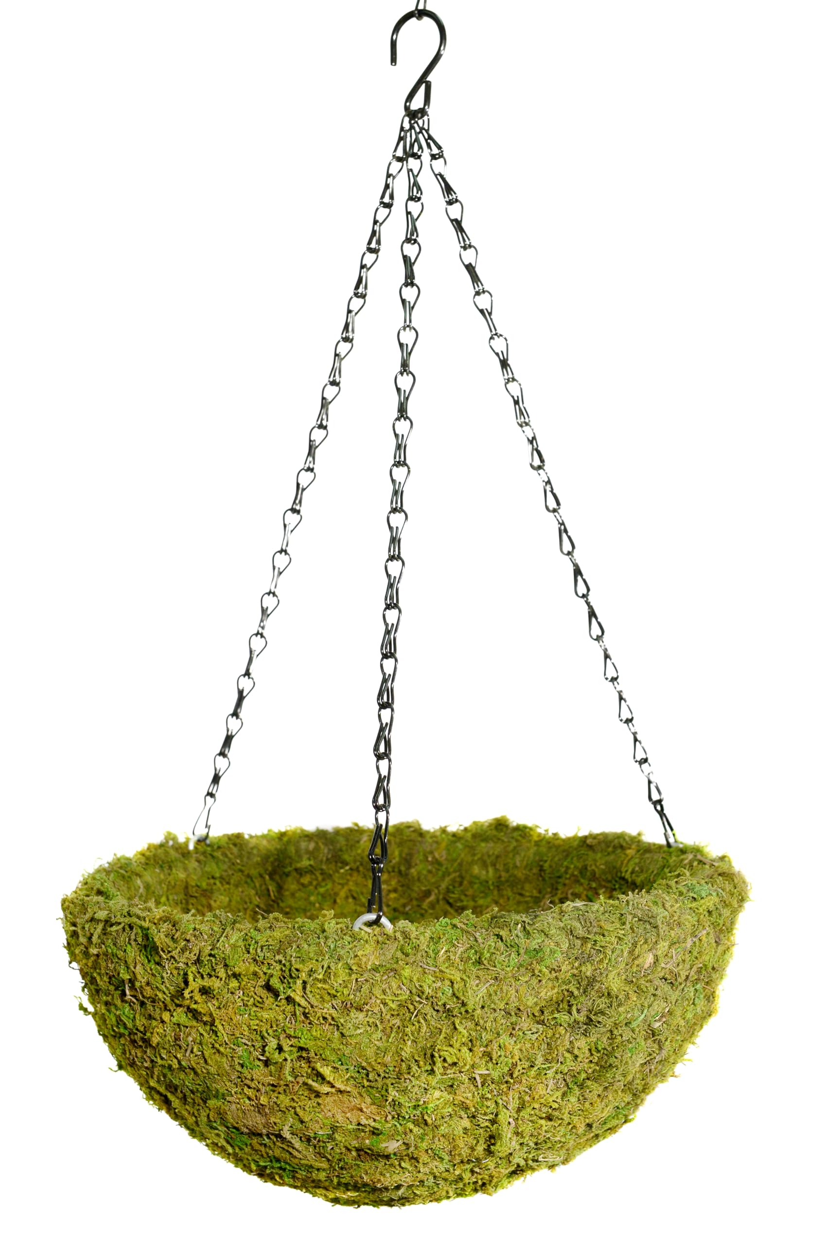 SuperMoss mossweave front view showing full round basket ready to hang and boost curb appeal