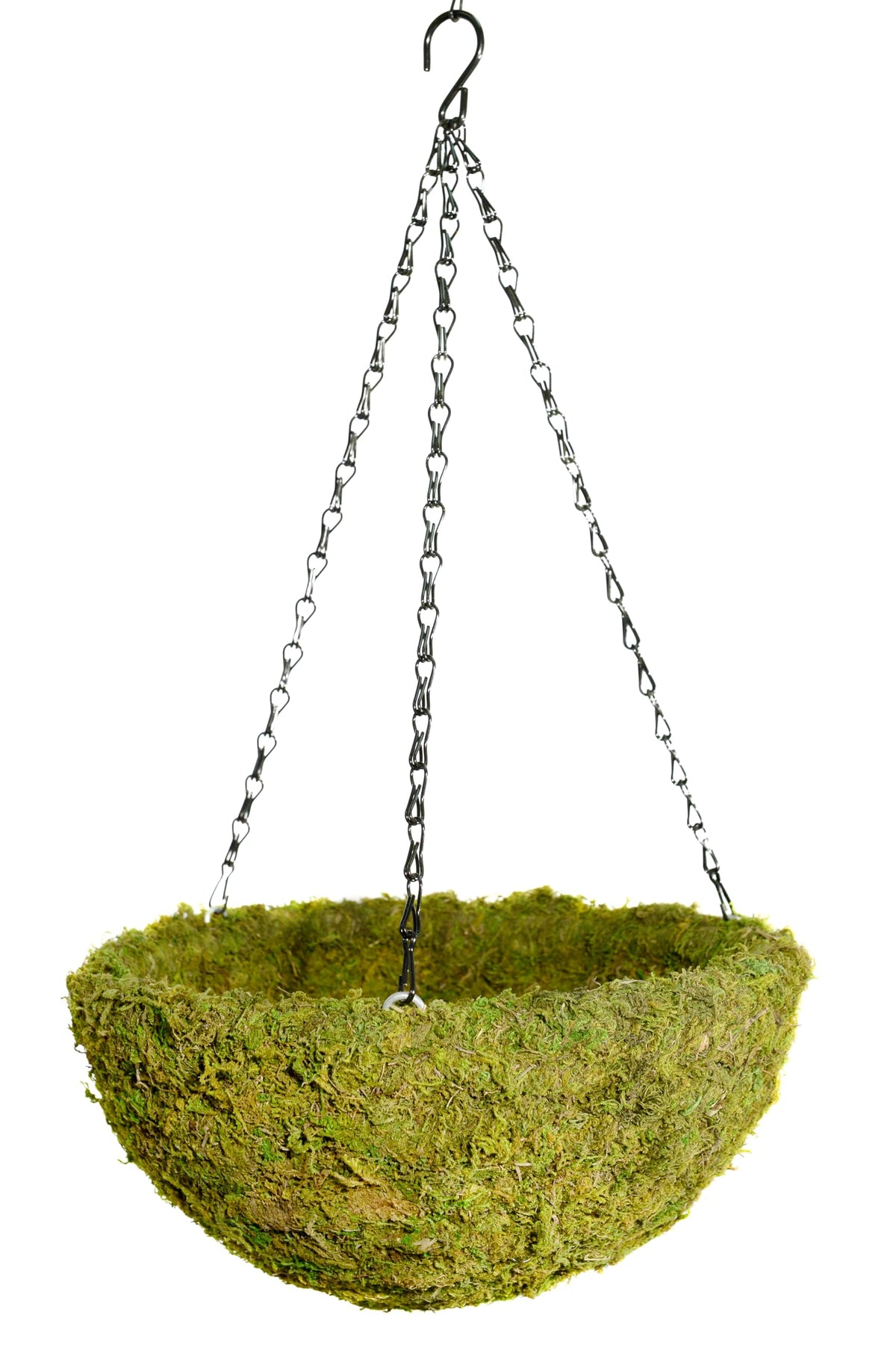 SuperMoss mossweave front view showing full round basket ready to hang and boost curb appeal