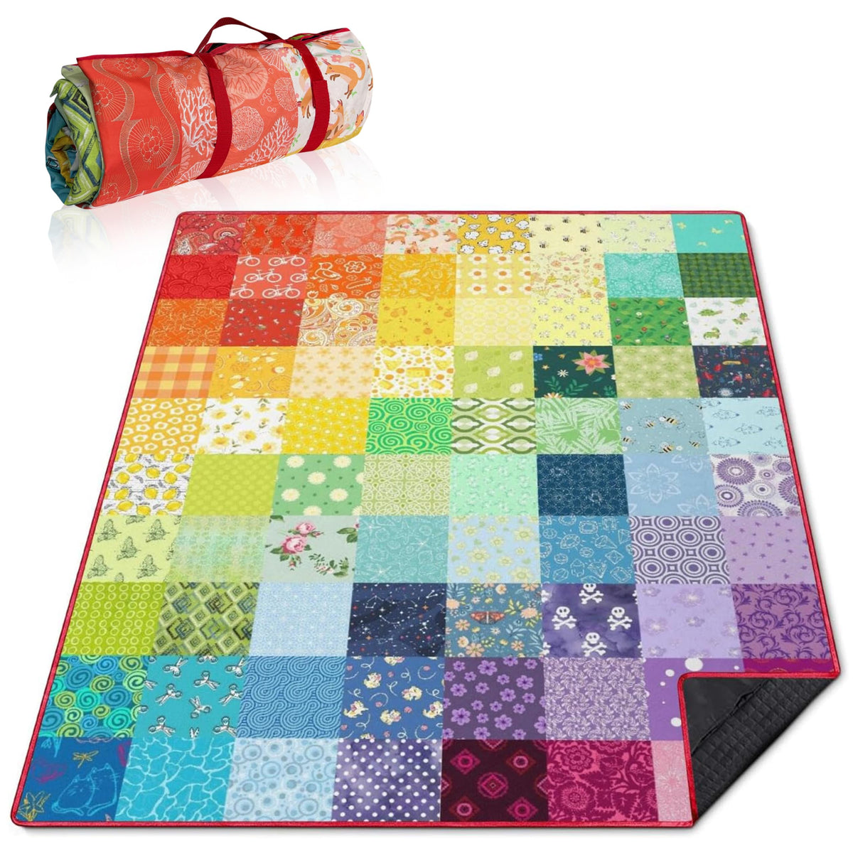 Supfitness blanket front view showing boho pattern and roomy seating benefit