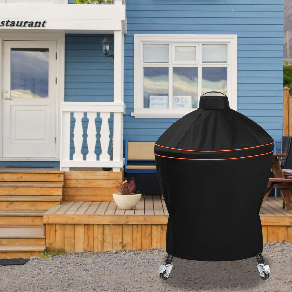 Suphomeware cover beside grill for scale comparison and proper size fit