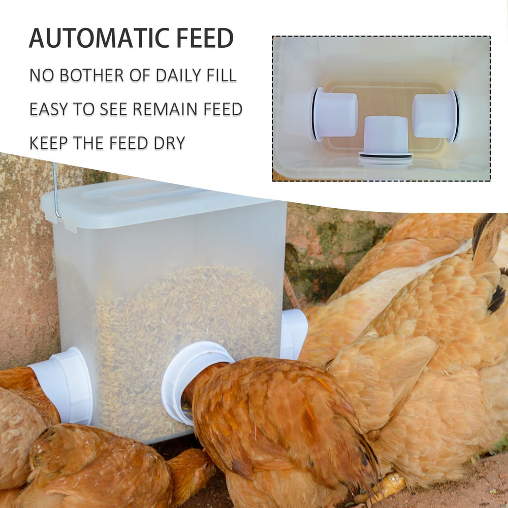 Suplklz close-up of 3-inch feed port and stopper lid keeping feed dry and clean