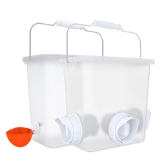 Suplklz front view of feeder and waterer showing compact setup and space-saving benefit