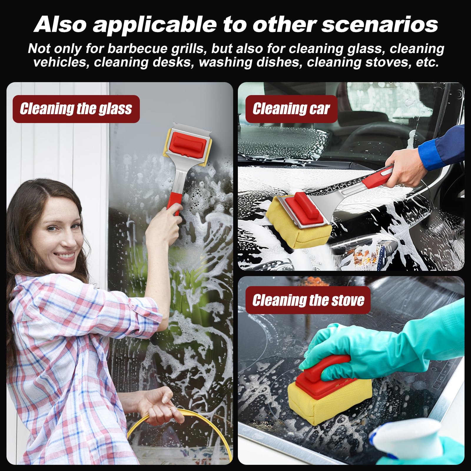 SUPOWER brush on backyard grill demonstrating convenient post-cook cleanup