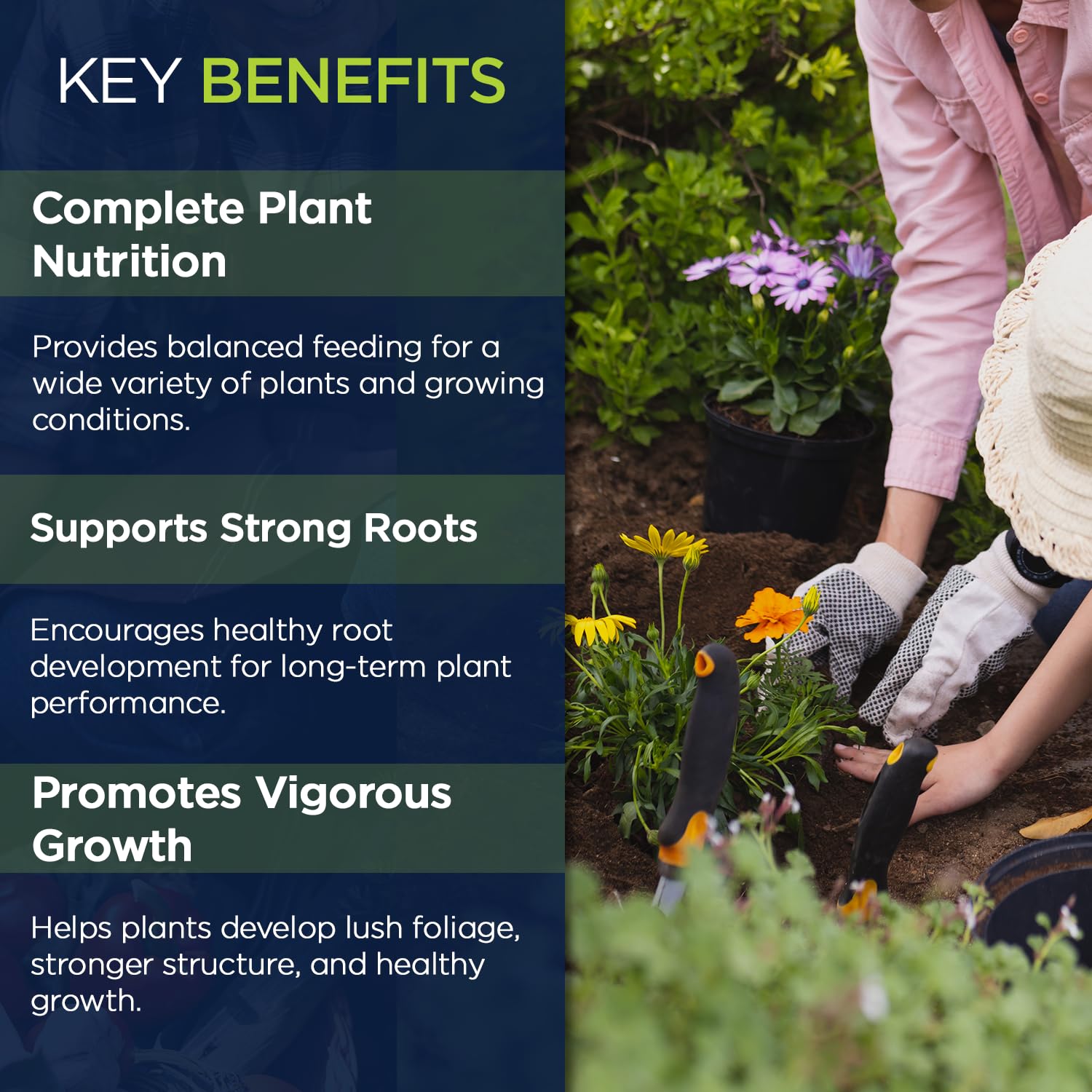 Supply Solutions in use with container garden to boost vegetable and flower growth