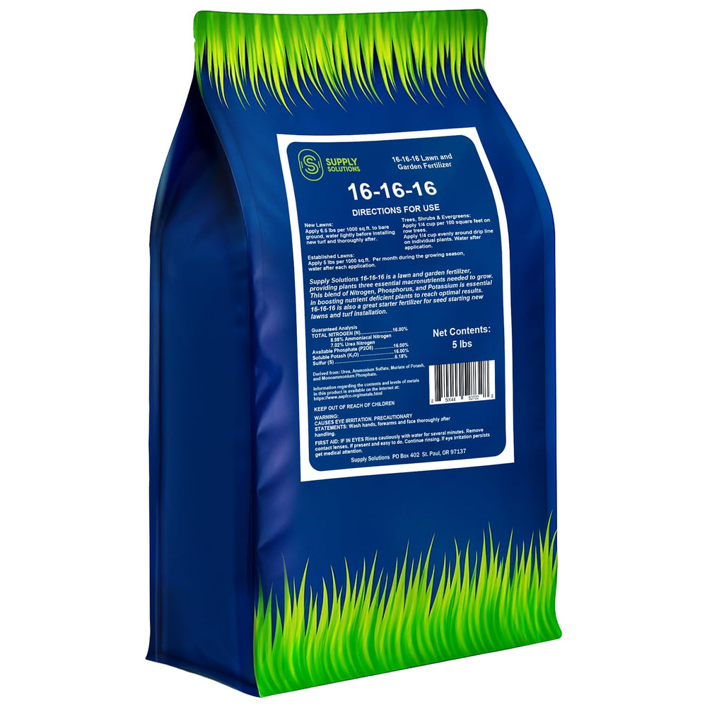 Supply Solutions front packaging showing 5 lb bag and grass design for easy identification