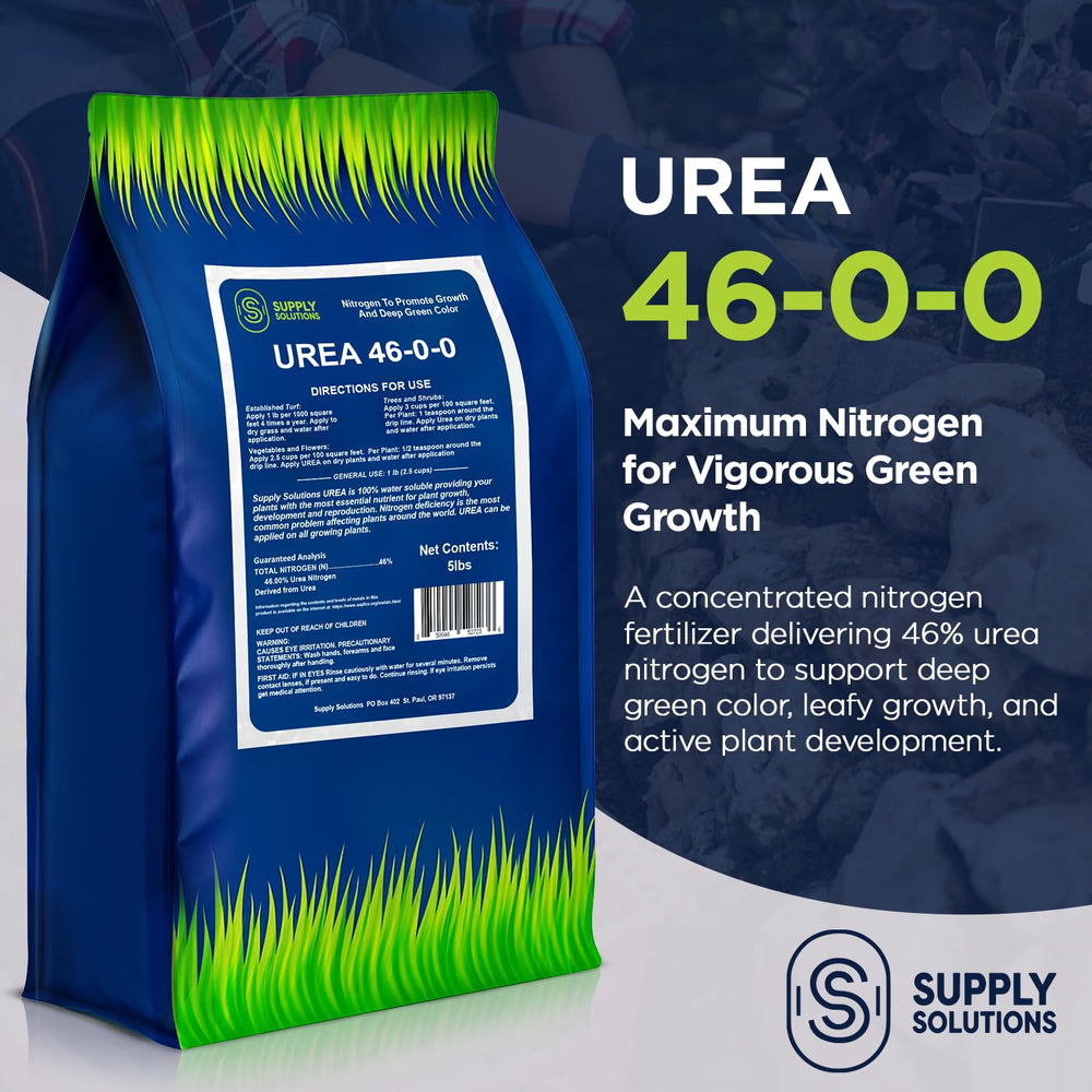 Supply Solutions close-up of white granular urea showing uniform texture for easy spreading