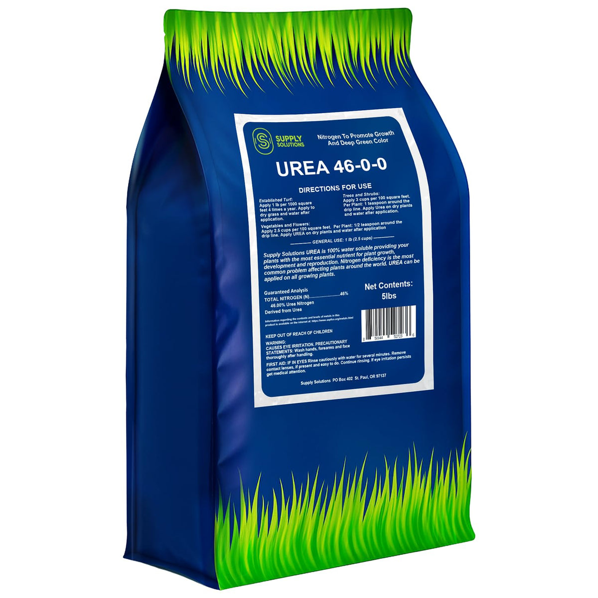 Supply Solutions front packaging showing blue grass design and 5 lb bag benefit clarity