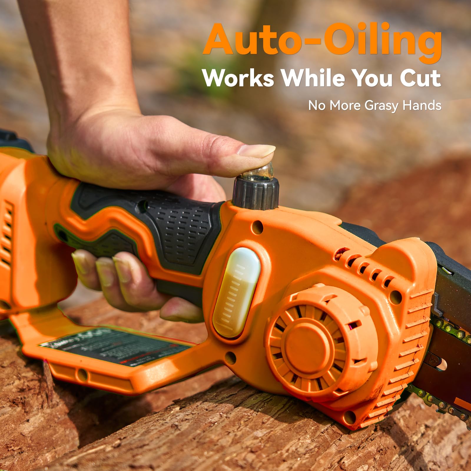 Supstable auto-oiler fill cap close-up, low-maintenance lubrication benefit