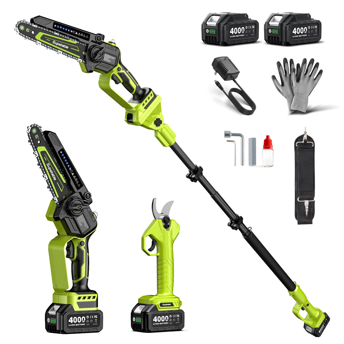 Supstable front view kit showing complete set and accessories for versatile pruning