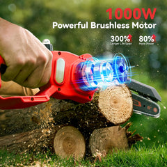 Supstable chainsaw cutting a branch outdoors to demonstrate portable garden use