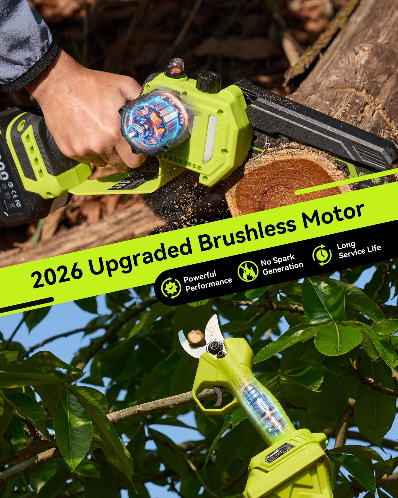 Supstable lifestyle yard use showing user trimming branches from ground for safety