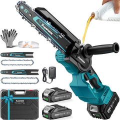Supstable mini chainsaw front view showing compact design and portability benefit