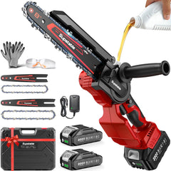 Supstable mini chainsaw front view showing compact design and controls for easy handling