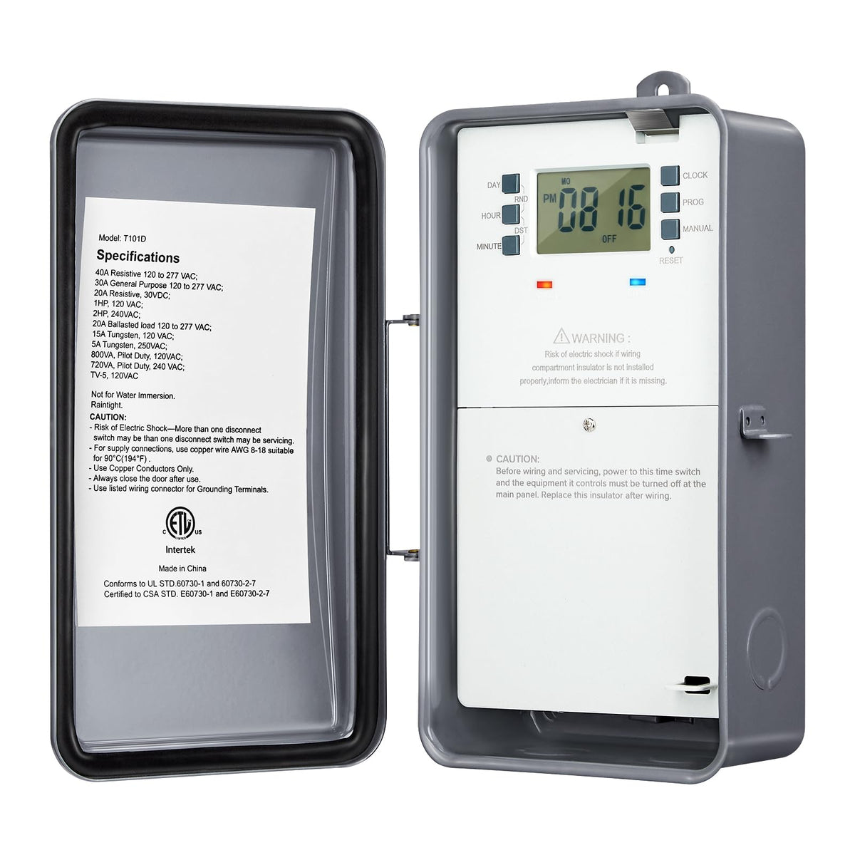 SURAIELEC front panel timer showing programming buttons and benefit of easy scheduling