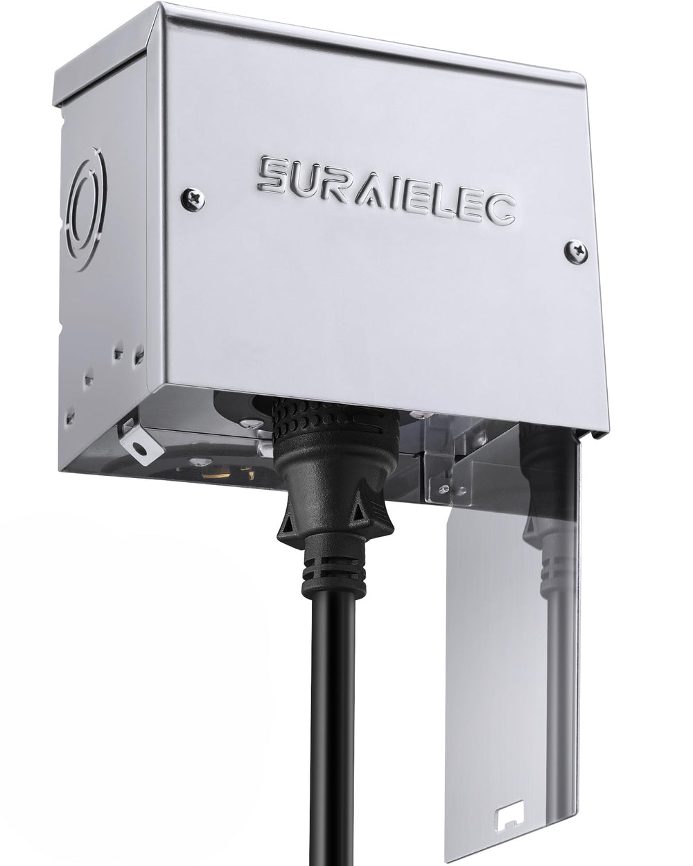 SURAIELEC front view stainless inlet box showing weatherproof finish and durability