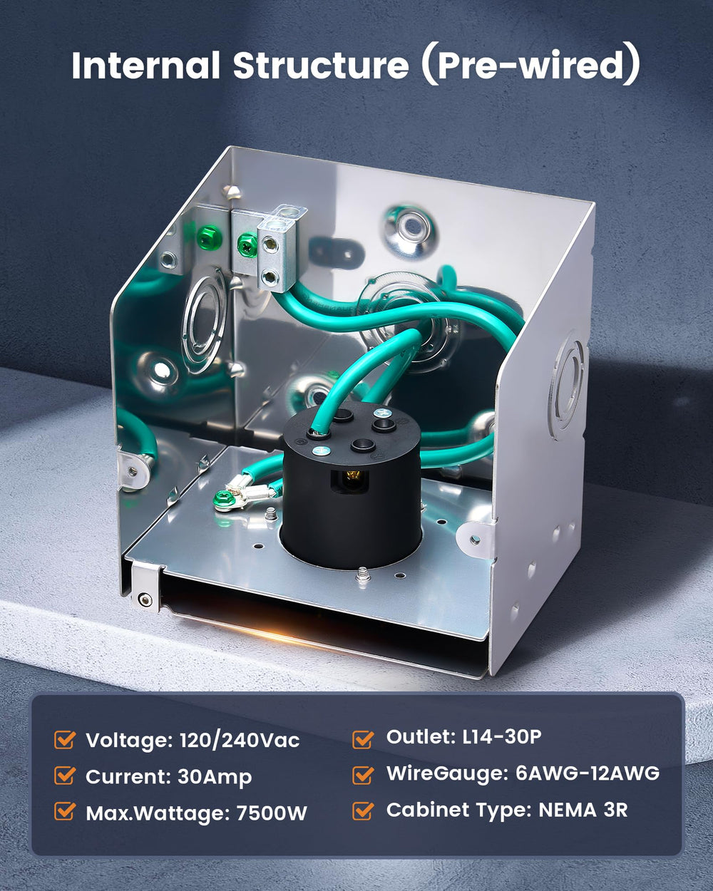 SURAIELEC installed on exterior wall with generator cord demonstrating secure connection