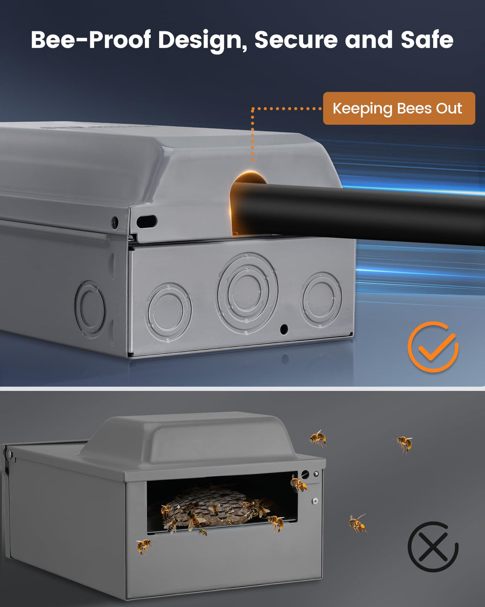SURAIELEC removable knockouts at side illustrating flexible conduit entry benefit