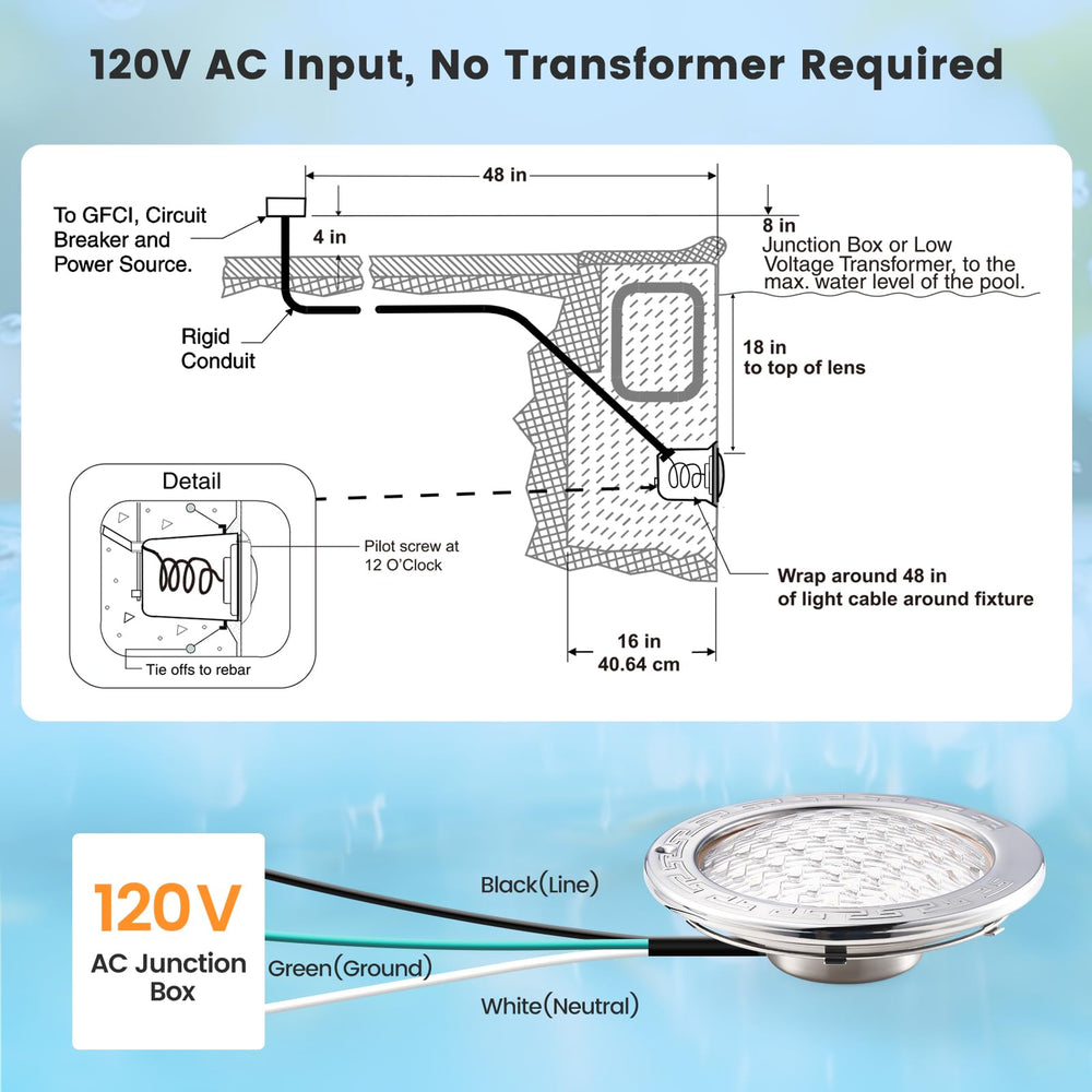 SURAIELEC light beam at night illuminating pool surface for clear visibility