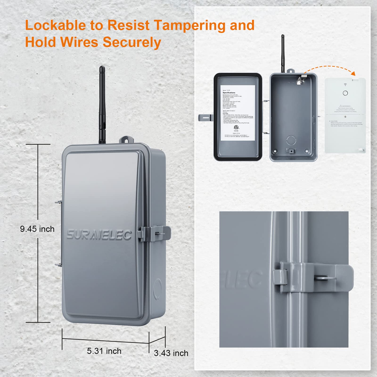 SURAIELEC size and scale next to hand illustrating compact, heavy-duty form