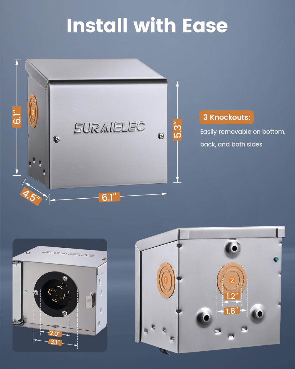 SURAIELEC next to handheld tool showing compact size for easy mounting