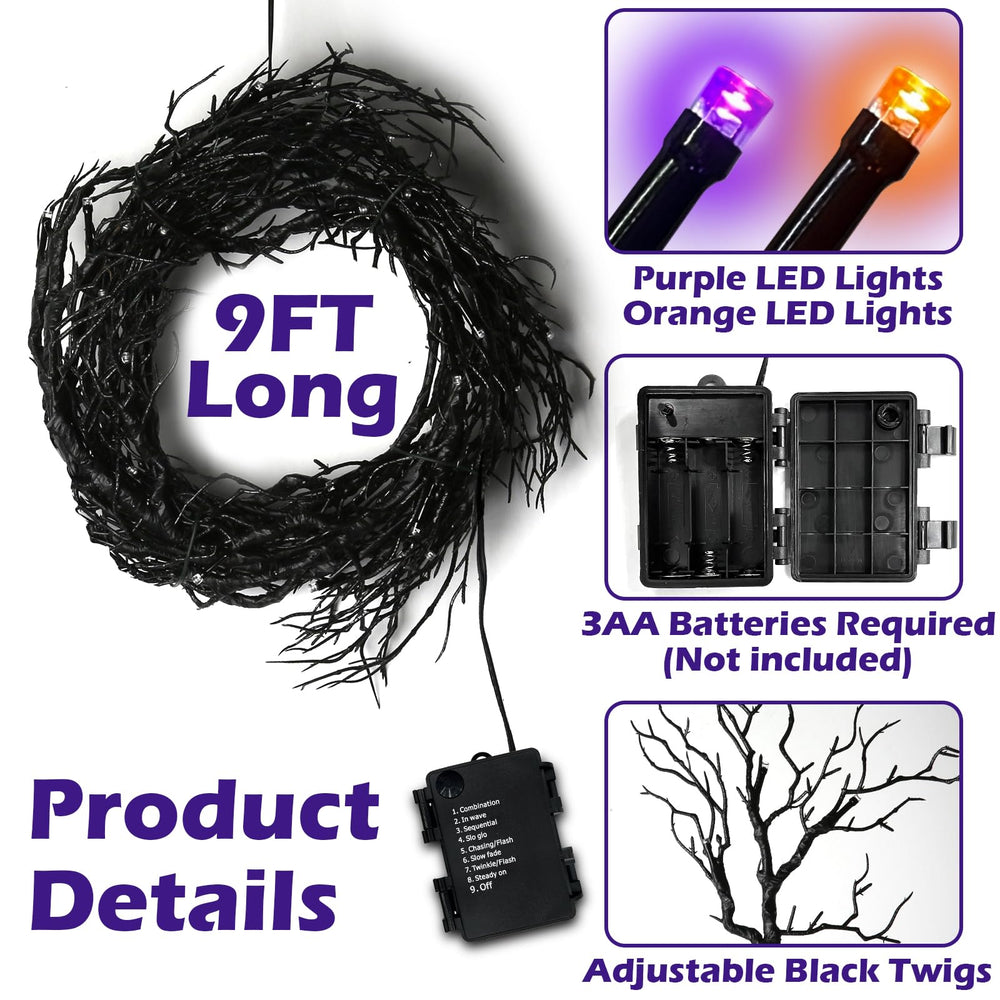 SURCVIO orange and purple LED detail creating vibrant Halloween contrast