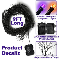 SURCVIO orange and purple LED detail creating vibrant Halloween contrast