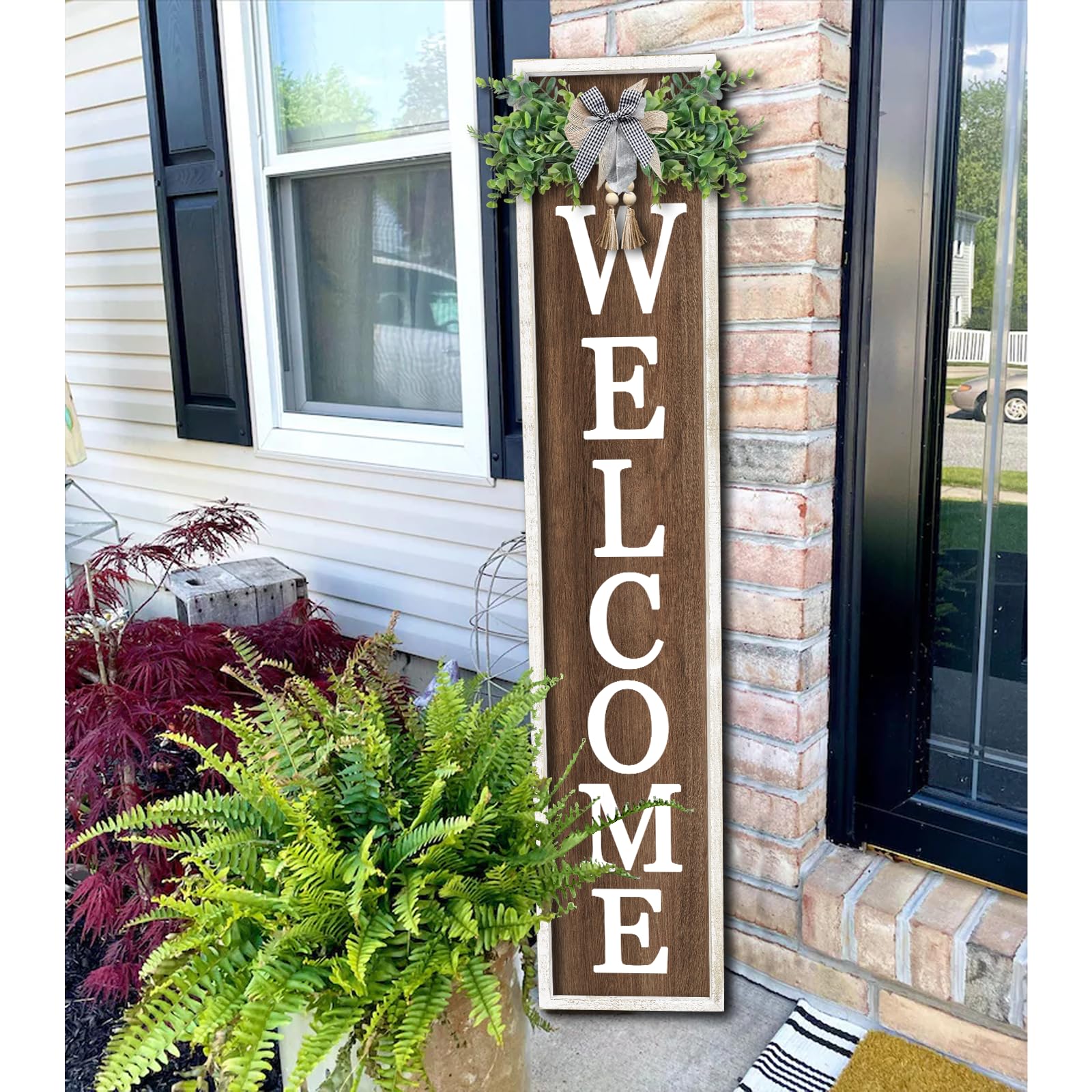 Surfapans front view welcome sign showing clear text and farmhouse charm