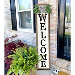 Surfapans front view showing white welcome sign and clear greeting