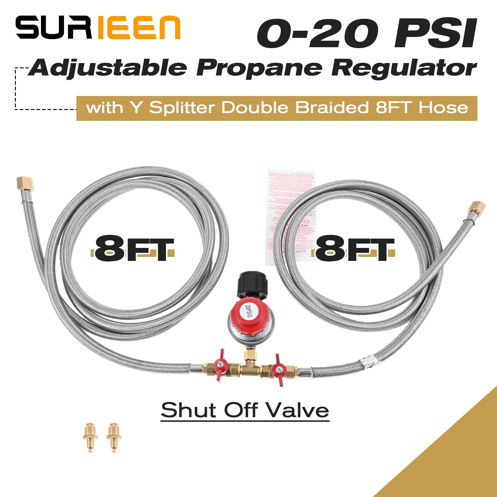 SURIEEN 8ft stainless-steel braided hose laid out to show length and flexibility advantage