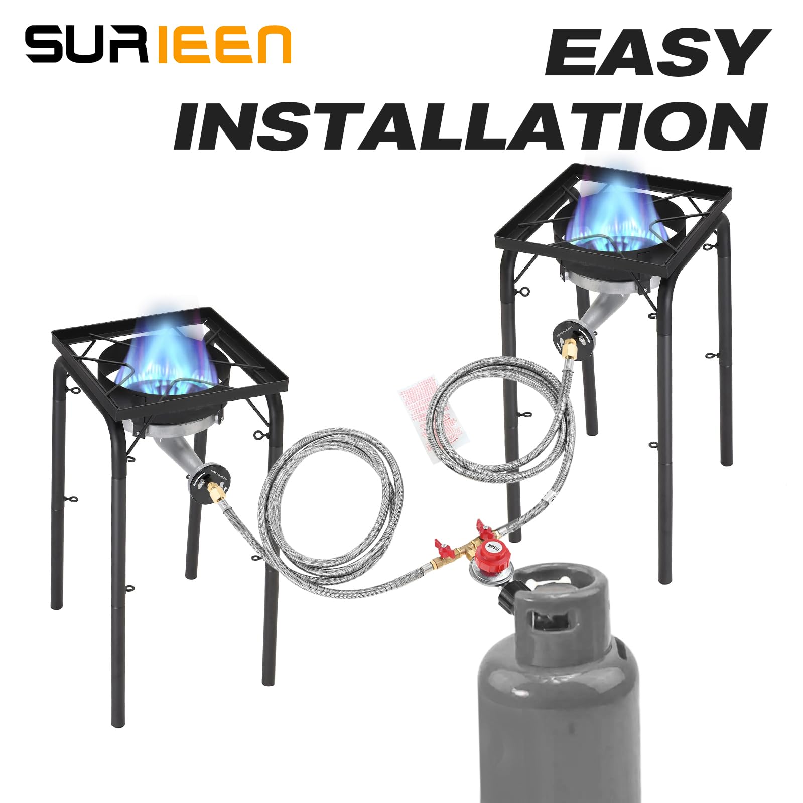 SURIEEN red adjustment knob and pressure scale for quick tool-free flame tuning