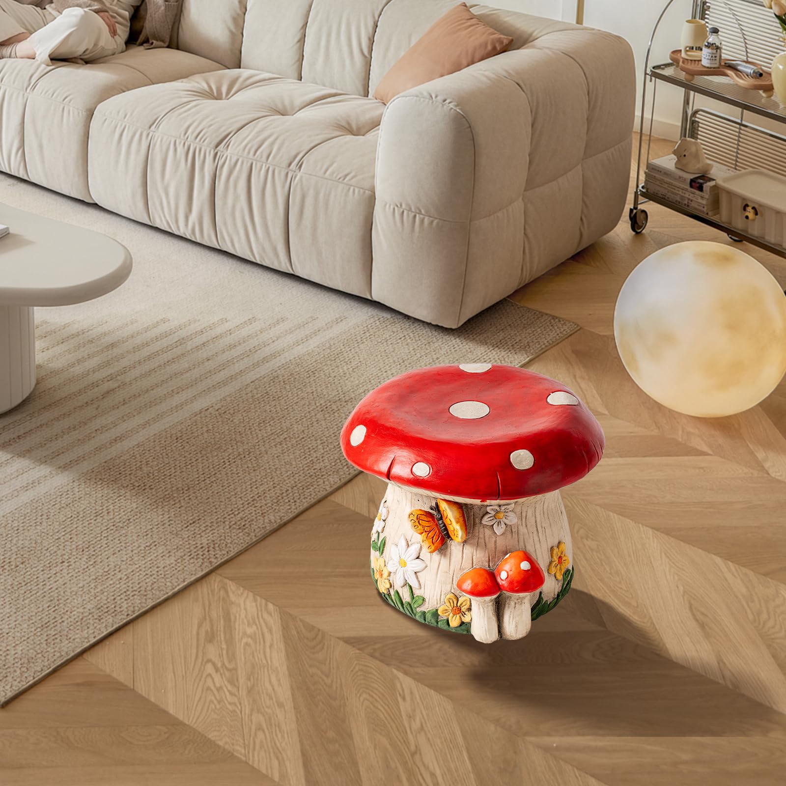 Surlama mushroom used as indoor stool styling a playful corner