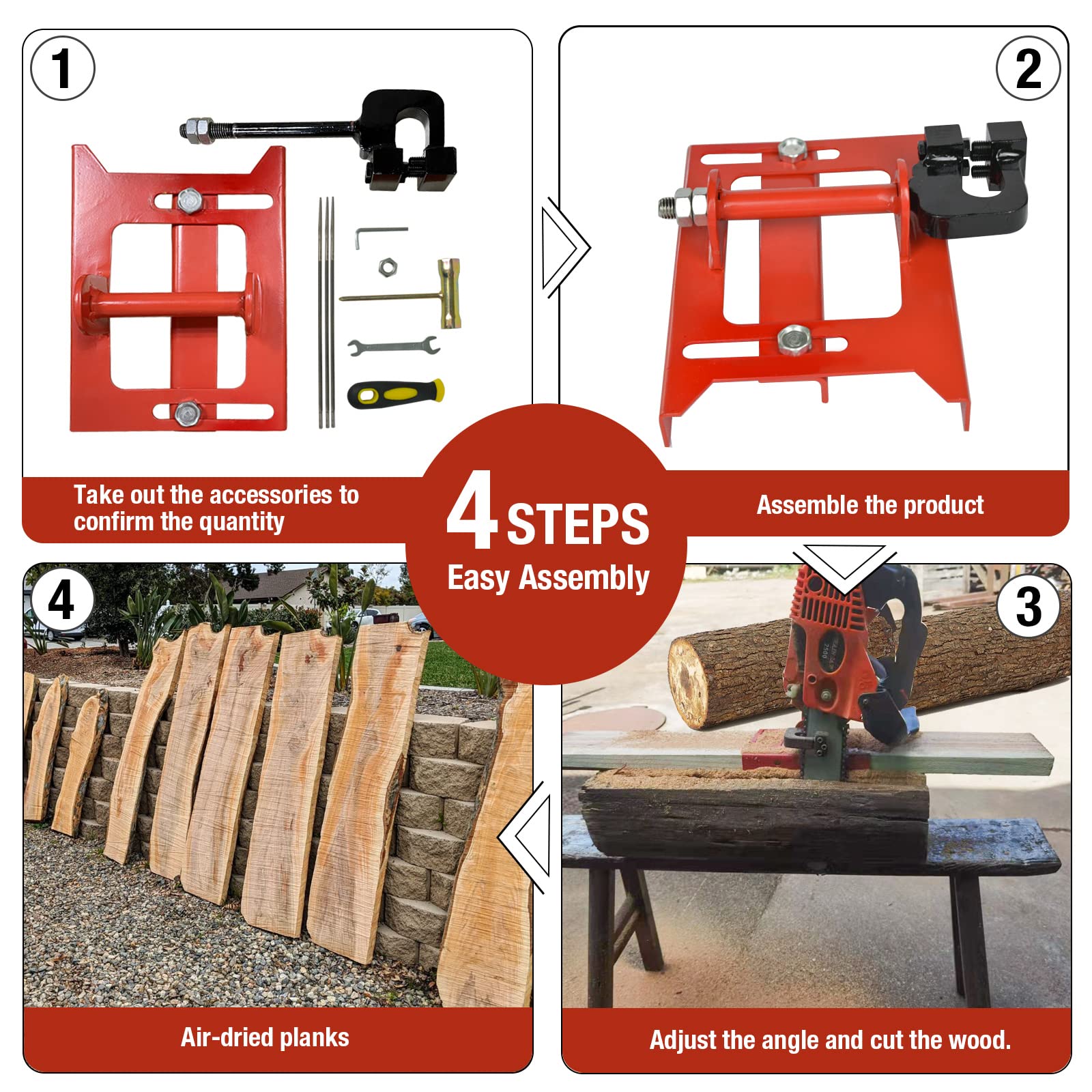 Surmount Way mounted on chainsaw cutting a log showing portable onsite milling advantage