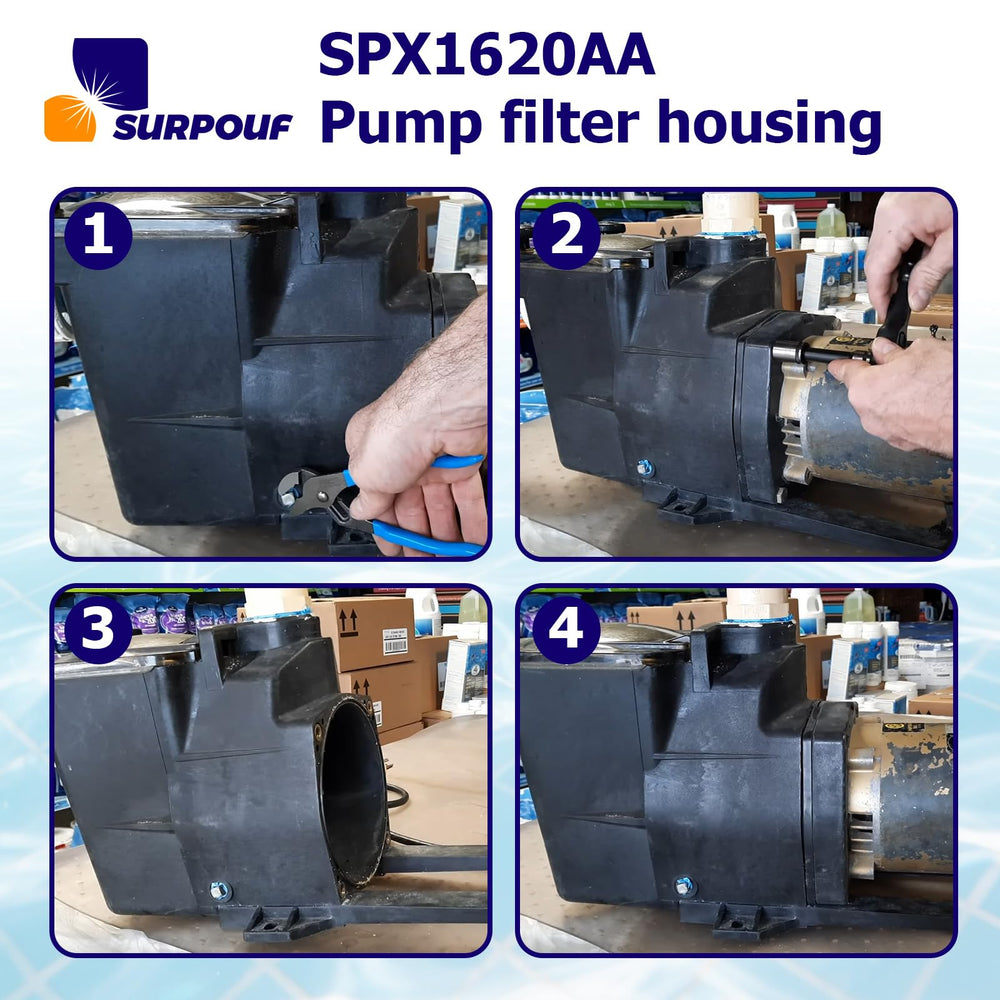 SURPOUF housing installed on pool equipment pad showcasing restored circulation