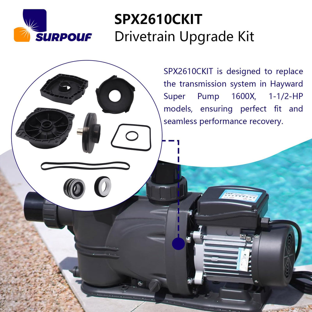SURPOUF SPX2610CKIT all components laid out to show included gears, bearings, and seals