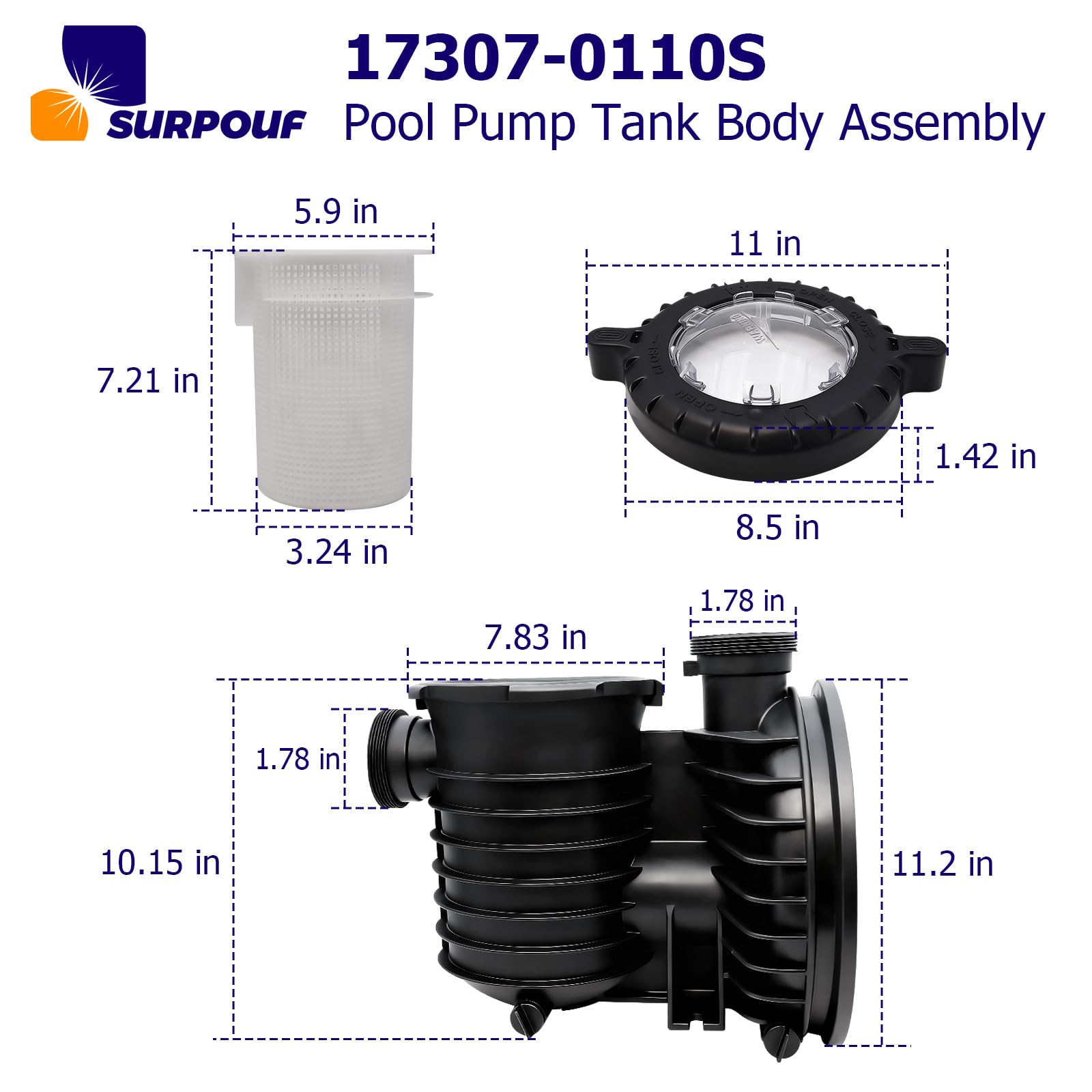 SURPOUF transparent inspection window detail for quick basket checks and maintenance