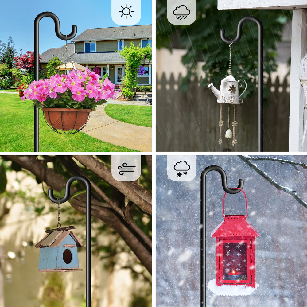 Surprizo pole next to garden tools showing adjustable height