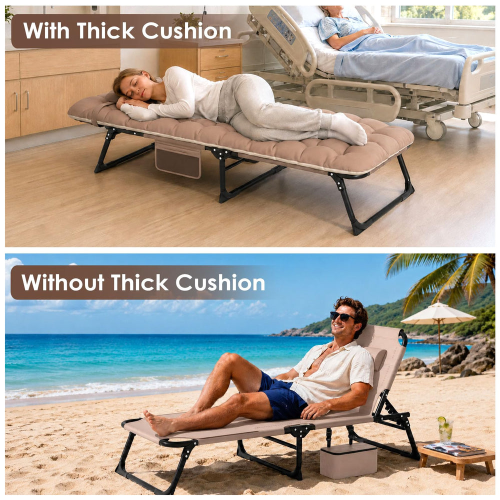 Suteck chair on beach in use showing portability and relaxation benefit