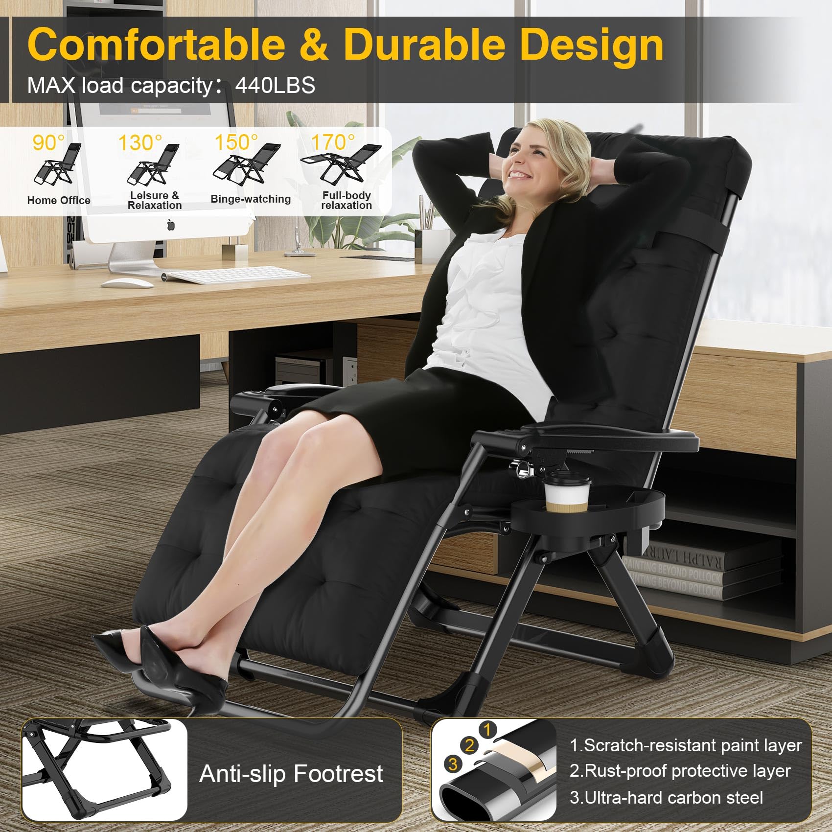 Suteck recliner set on a patio showing relaxation and outdoor durability