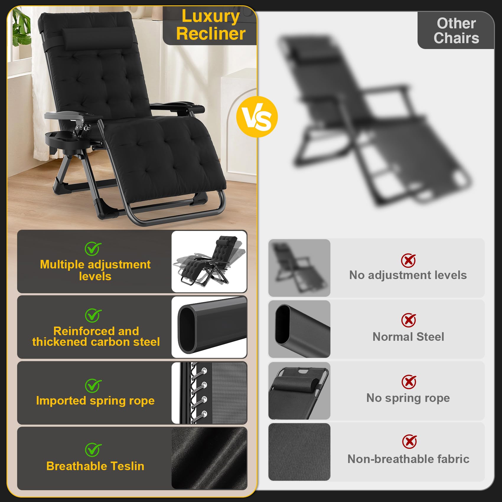 Suteck cup holder and padded headrest detail for convenience and neck support