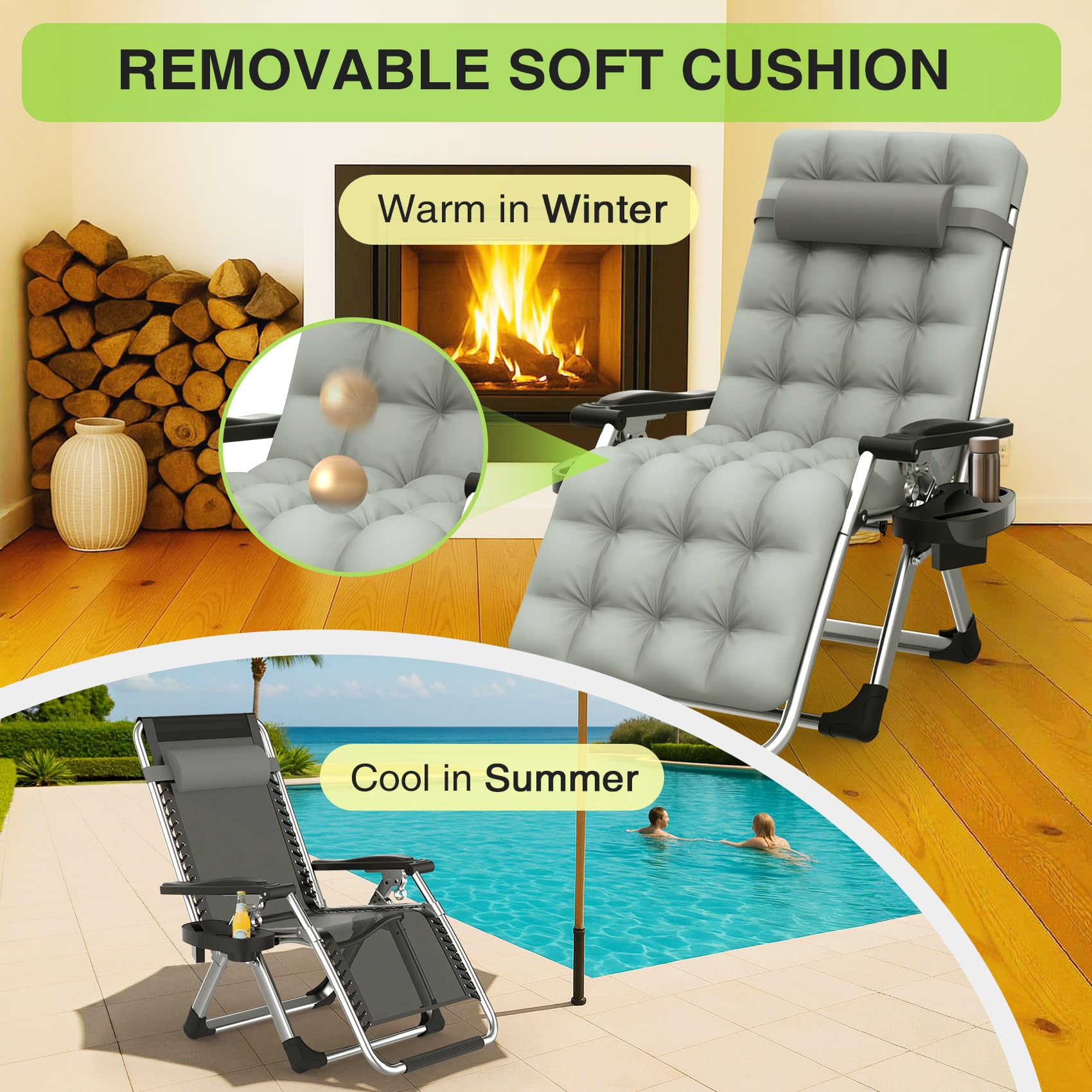 Suteck cushion detail highlighting 4-inch thickness for extra comfort